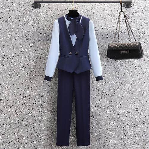 工作服女套装空姐制服酒店前台美容院工作装职业接待时尚气质工装