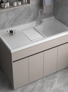 收阳台洗衣太空铝洗衣台纳阳台柜组柜合卫生间一体AC05盆切角洗衣