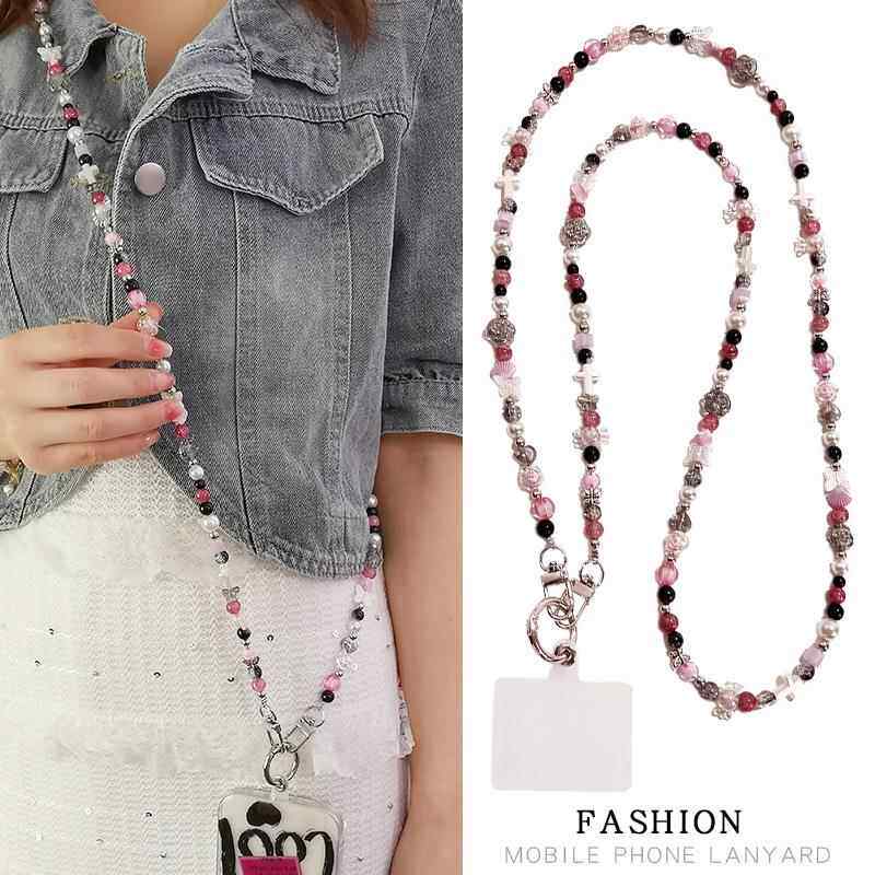 手机挂绳斜挎可肩背甜酷少女饰品珠子女款手工串珠链条挂件防丢绳