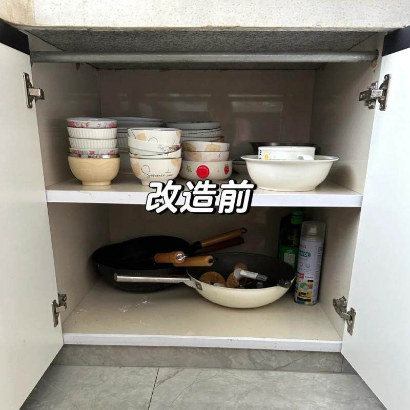 E6J厨房橱柜拉篮不锈钢碗碟置物架抽屉式收纳架抽拉碗柜厨具沥水