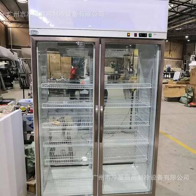 双门饮料柜110V60HZ双通两面对开玻璃门酒水展示冰柜风冷商用冰箱