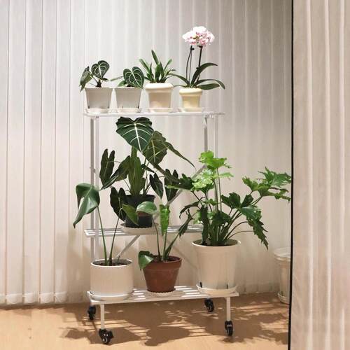 阳台花架爬藤架移动多层铁艺置物架落地式花盆架花几花架子阶梯架