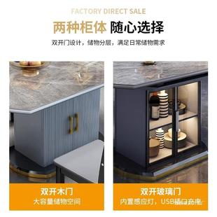 桌可现代家简约用吃饭桌圆桌伸缩折叠带电磁炉 轻奢岩板餐无品牌