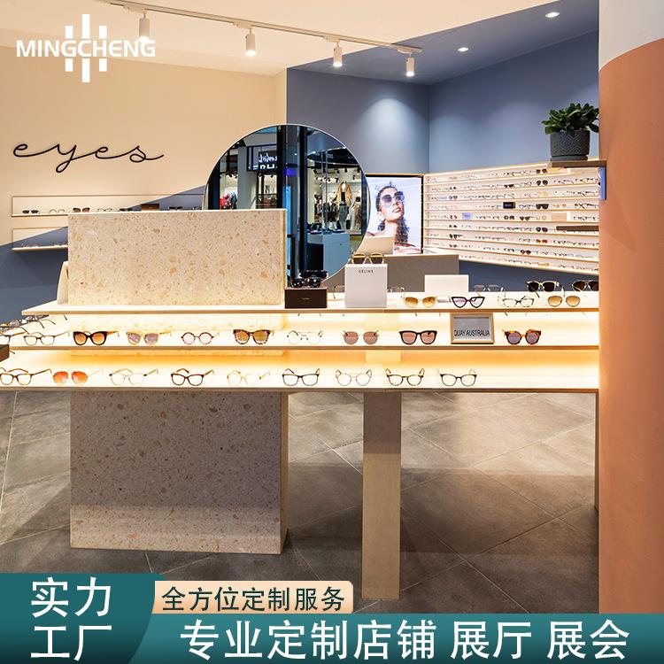 创意时装饰品展示柜带灯眼镜架子中岛柜零售店桌面墨镜展示道具柜