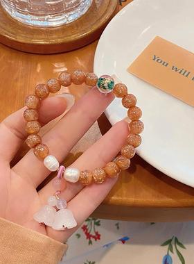 桔子甜美清新金箔香灰琉璃手链