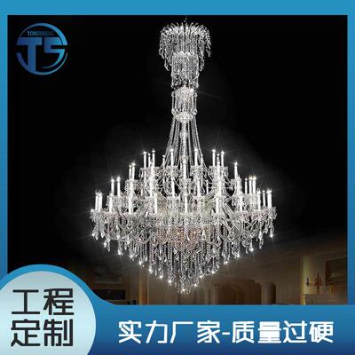 欧式水晶吊灯2025现代复式楼灯奢华大气别墅客厅灯婚礼堂大厅吊灯