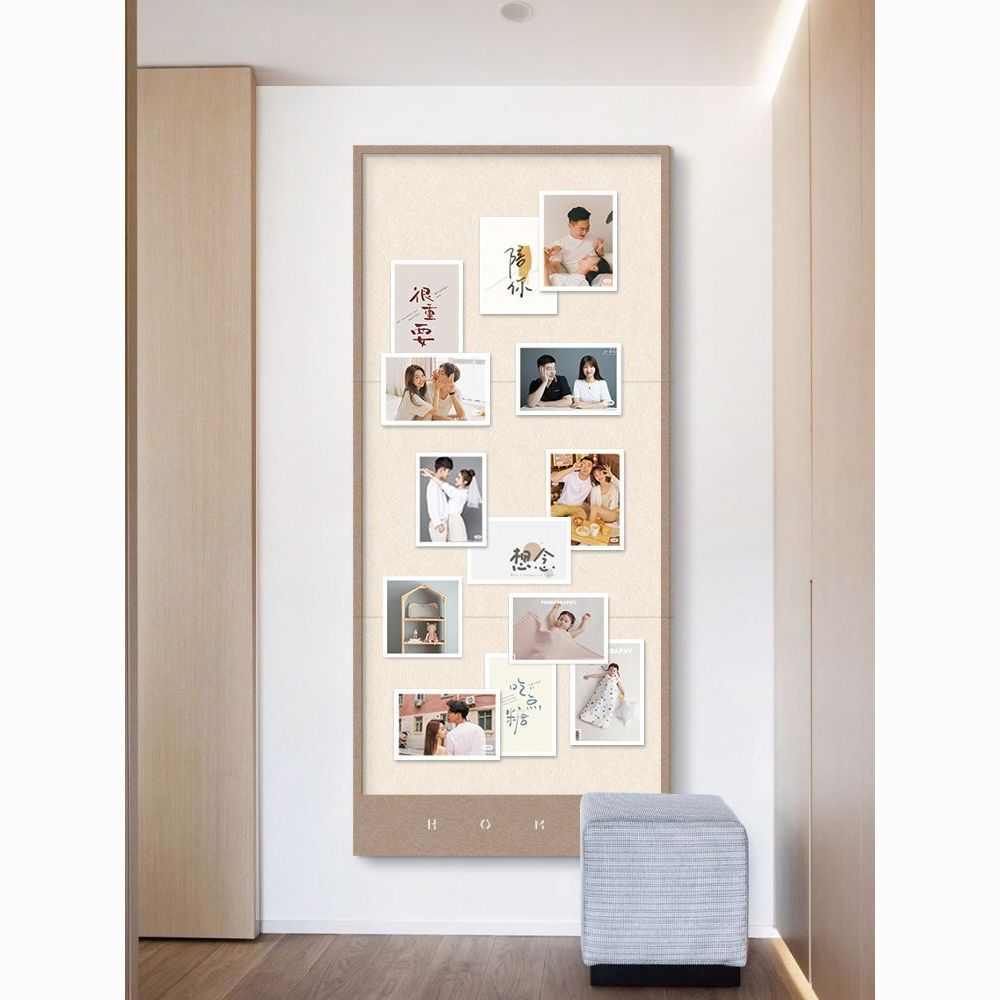 ins风自粘墙面免打孔软木板留言板照片墙背景墙玄关装饰毛毡墙贴