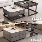 368岩客板电茶几厅组合网家用方形现代简约轻奢红玻璃小户型视柜