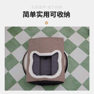 通用保暖狗窝新品 宠物猫窝双层豪华圆形猫别墅防滑可折叠四季