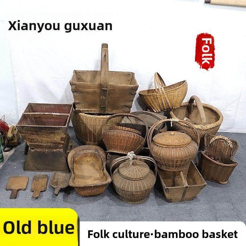 怀旧老物件农具农村旧米斗提篮竹篮子竹编竹筐子覆古装饰摆件道具,特色手工艺,竹编/竹雕,淘宝优惠券,粉丝福利购,淘宝优惠卷