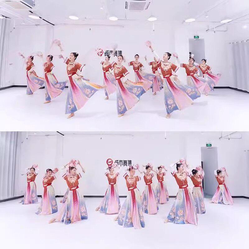 上铃鼓舞蹈服敦煌风手鼓道具汉唐古典舞演出服中国风仙气飘逸襦裙