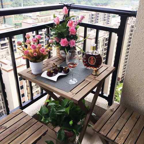 木0J户折叠桌椅装实休ZM026/02闲阳台外桌小户型小茶几方桌双人饭