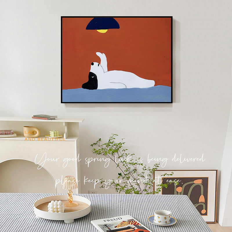 电表箱遮挡简约现代抽象装饰画餐厅挂画卡通动物北欧简约配电箱图片