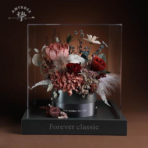 高档永生花瑰花束高级玫厅乔迁客摆件情人节新婚感生日礼物送女友