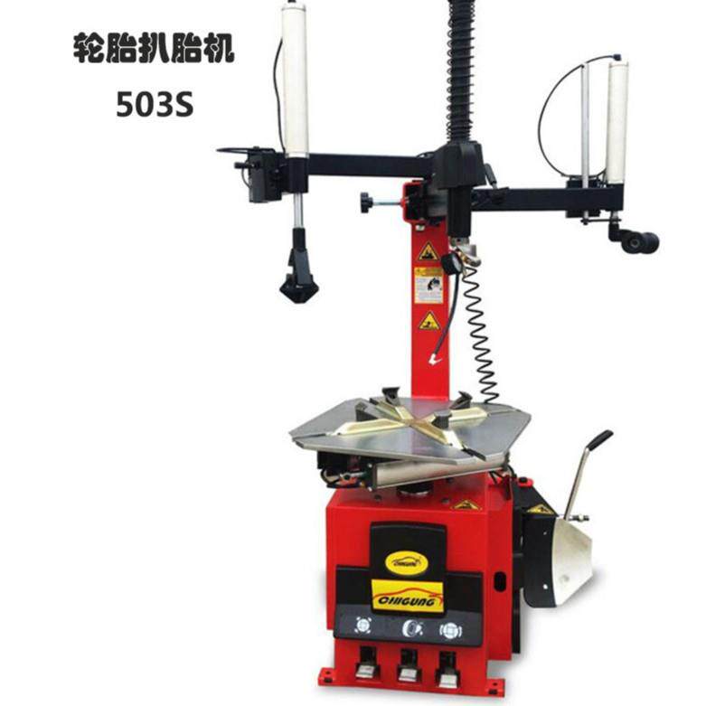 双辅助臂扒胎机体式变速箱与电机，使拆装胎工作效率倍增