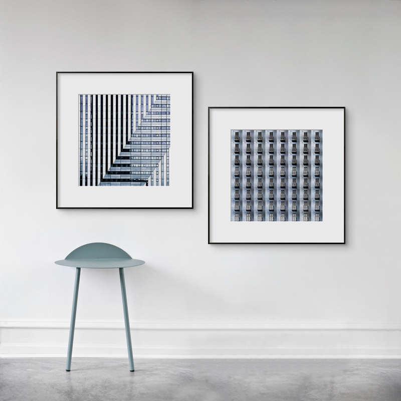 装饰画线条画工业简约几何白灰现代卧室风空间抽象建筑挂画黑床头图片