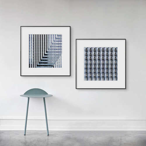 装饰画线条画工业简约几何白灰现代卧室风空间抽象建筑挂画黑床头