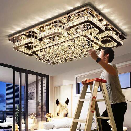 简约厅水晶灯金色方形轻奢客主全卧l1165e顶d水晶吸灯屋套装灯具