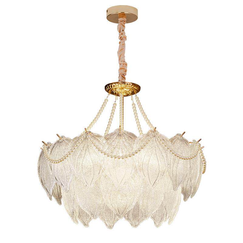 奶油风客厅吊灯玻璃珍珠轻奢现代灯简约卧室餐厅欧式风格家用吊灯