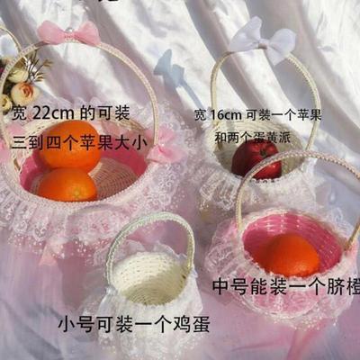 手提藤编婚庆花童撒花篮儿童跳舞表演花篮复活节糖果编织收纳篮