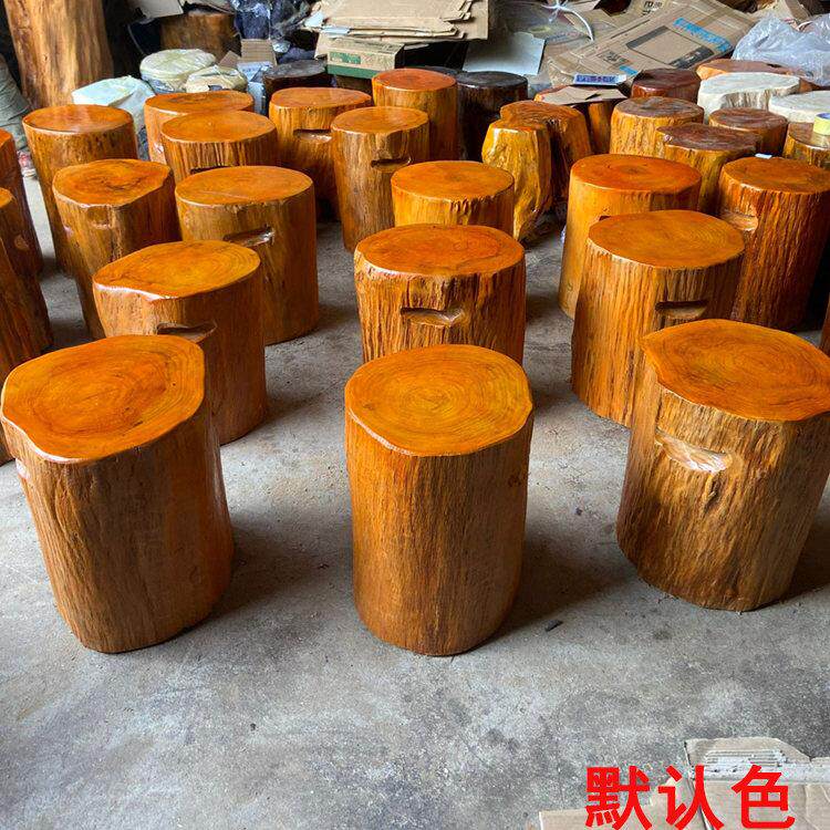 根雕凳子 实木墩子原木树桩木桩底座茶几茶桌配凳大板支架圆木凳
