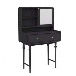 新款美式复古轻奢梳妆台收纳一体小户型复古卧室黑色高级感化妆桌