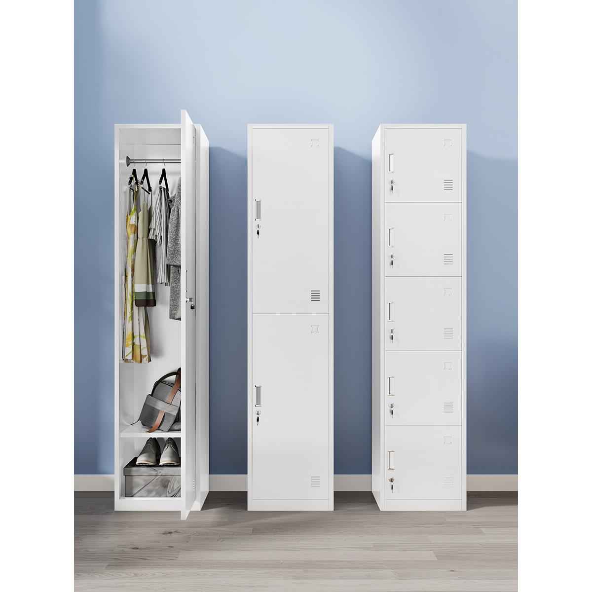 单门更衣柜铁皮柜宿舍带锁员工储物柜钢制柜更衣箱简易办公室衣柜