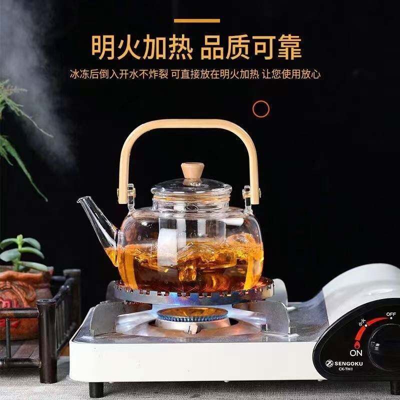 加厚耐高温竹把提梁壶家用茶水分离玻璃煮茶壶电陶炉泡茶套装