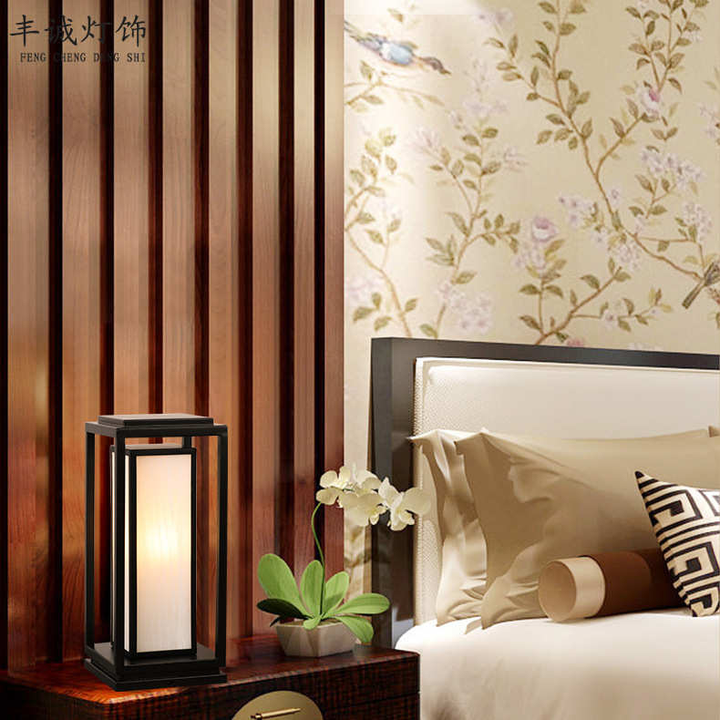 新中式台灯卧室床头柜简约复古书房装饰布艺古典小台灯床头装饰灯