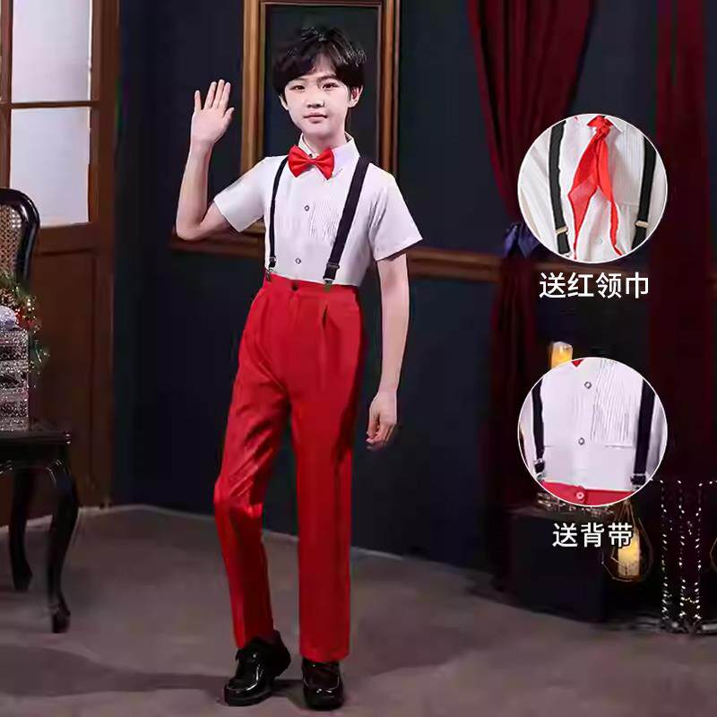 高档儿出童大合唱演服持中小学生红色诗歌诵表演服男女童红歌朗主