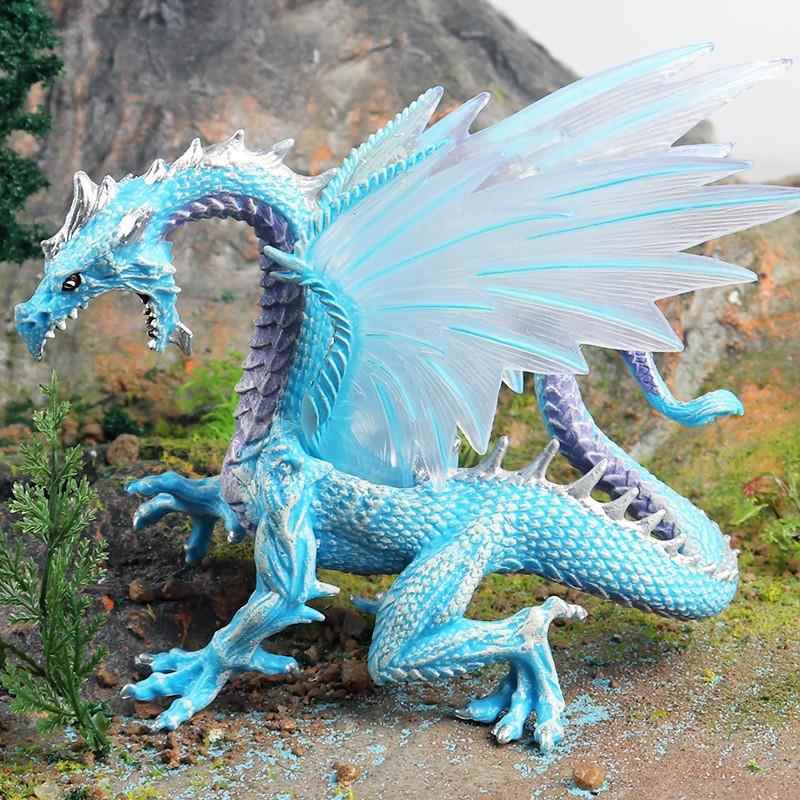 仿真西方神话魔兽龙冰飞龙实心动物恐龙儿童认知塑胶玩具摆件模型
