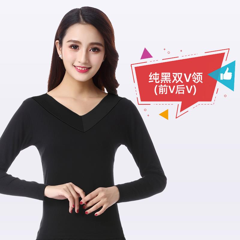 特价广场舞服装新款长袖上衣春秋V领舞衣大码女t恤舞蹈演出服练功