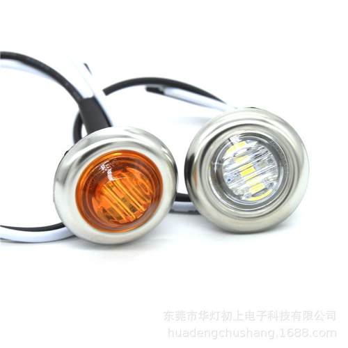 带电镀不锈钢框3LED3/4英寸卡车边灯LED货轮船信号灯货车灯12V