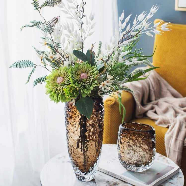 现代轻奢水纹渐变琉璃花器客厅插花高级感茶几摆件样板间花瓶,家居饰品,装饰摆件,淘宝优惠券,粉丝福利购,淘宝优惠卷