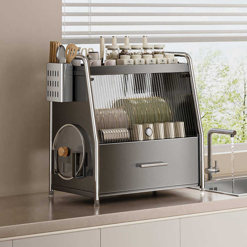 抽拉碗碟收纳架厨房置物架双层放碗盘沥水碗架密封碗柜碗筷餐具架,厨房/烹饪用具,碗架,淘宝优惠券,粉丝福利购,淘宝优惠卷