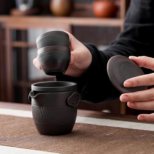 紫陶旅行茶具套装2025新款家用户外便携陶瓷功夫茶杯泡茶专用高档