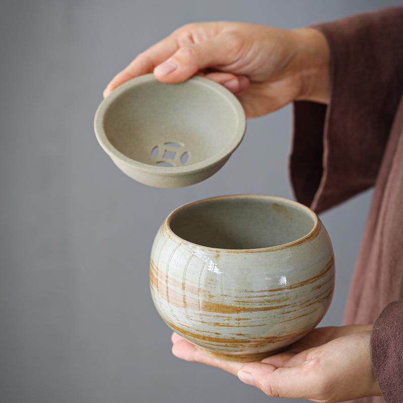 日式粗陶建水复古陶瓷水盂茶水盅茶渣缸废水桶功夫茶具茶道零配件