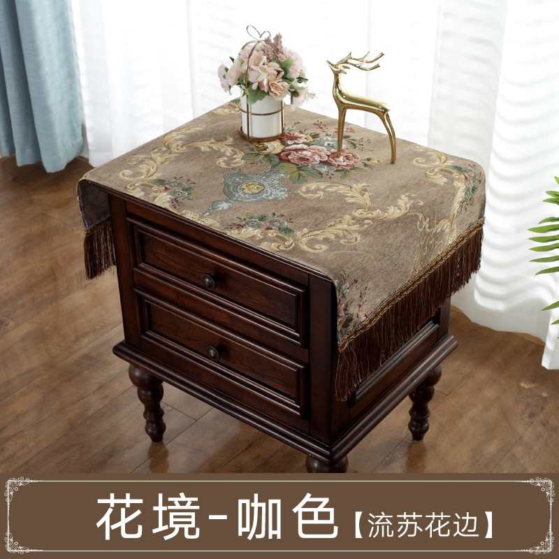 花桌布防尘蓝巾床头柜新品布罩家用梳妆台布盖机台打印盖境垫卧室