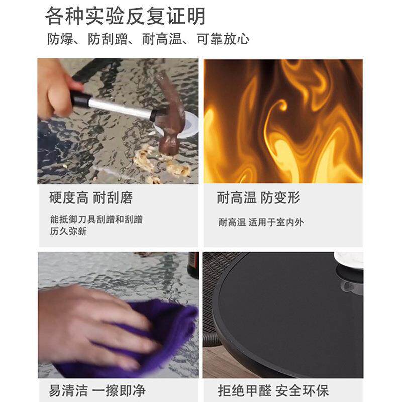 折叠餐桌奶茶店简易小圆桌阳台家用钢化玻璃小圆桌子户外打牌桌子