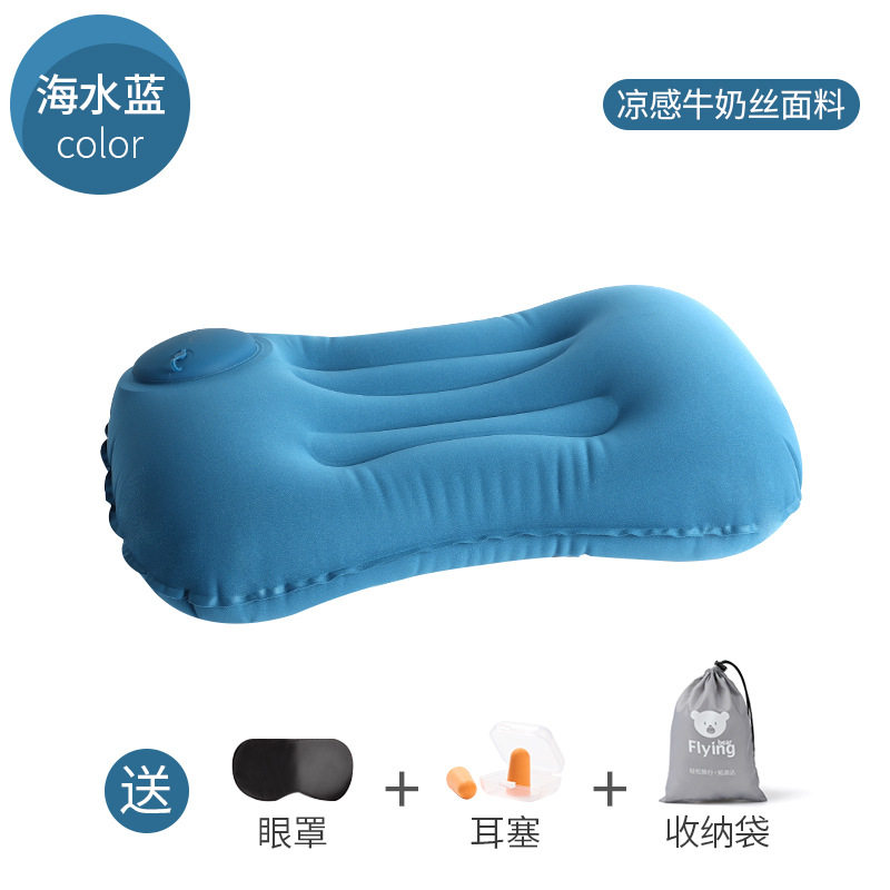 充气枕头旅行枕便携护腰靠垫坐车神器抱枕趴睡枕午休折叠吹气户外