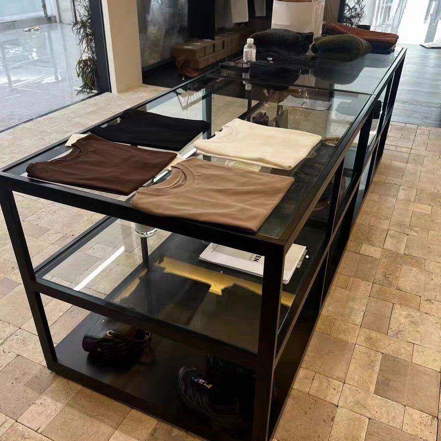 服装店中岛吧台流水玻璃展示柜女装陈列摆件展示台陈列柜实木其他