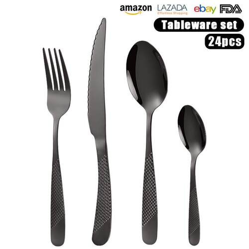 Tableware set跨境热销刀叉勺餐具套装西餐具24件套刀叉金色勺子