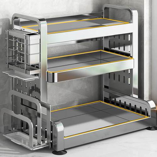 家用不锈钢厨房调料置物架筷子刀架多功能盐调味罐收纳盒调味品架