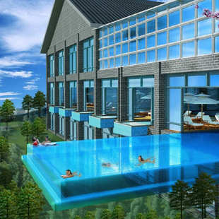 无边制做玻璃景观力高设计泳池家用游泳池厂家际酒店亚克制作透明
