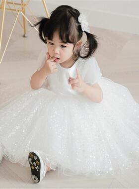 正品童婚纱礼服儿蓬蓬女童演出花童白色裙岁公主裙表演主持周钢琴