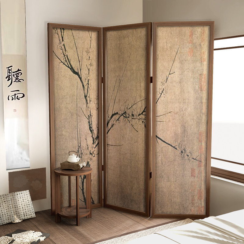 古典中式折叠屏风隔断客厅移动入户玄关遮挡茶室背景禅意实木折屏,住宅家具,庭院屏风,淘宝优惠券,粉丝福利购,淘宝优惠卷