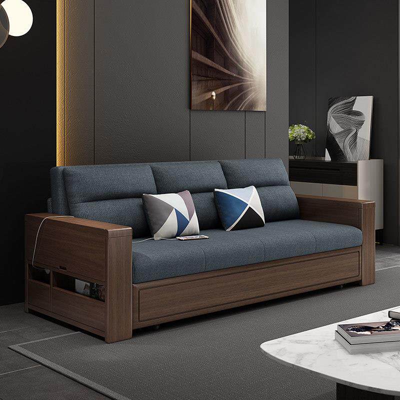 恒社 北欧实木折叠沙发床双单人两用小户型坐卧床多功能客厅沙发