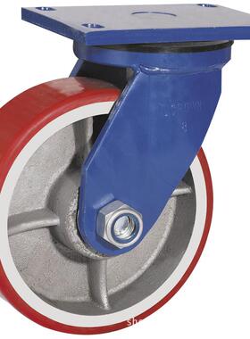 脚轮 8X3寸超重型铁芯聚氨脂万向轮优冠脚轮载重1.3吨铁芯PU轮子