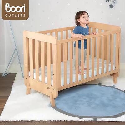 Boori新款实木婴儿床可移动拼接床宝宝床多功能儿童新生儿护栏床