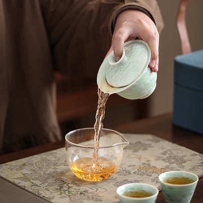 高档结晶釉三才盖碗旅行茶具一壶二杯陶瓷泡茶碗中秋教师节送礼